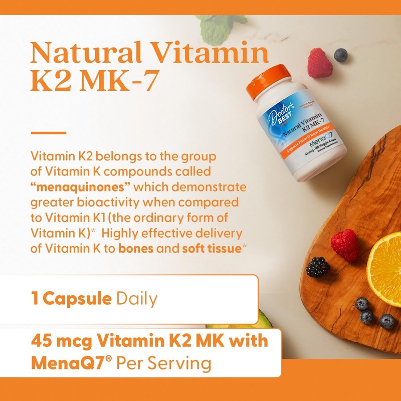 Doctor's Best Vitamin K2 MenaQ7 180 Count Supports Bone and Heart Health gallery