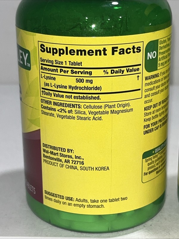 2 Sealed L-Lysine 500mg, Tissue Health Supplement 250 Tabs Each gallery