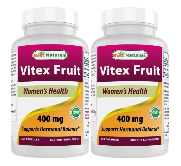 2 Pack Best Naturals Vitex Fruit (Chasteberry) 400 mg 250 Capsules