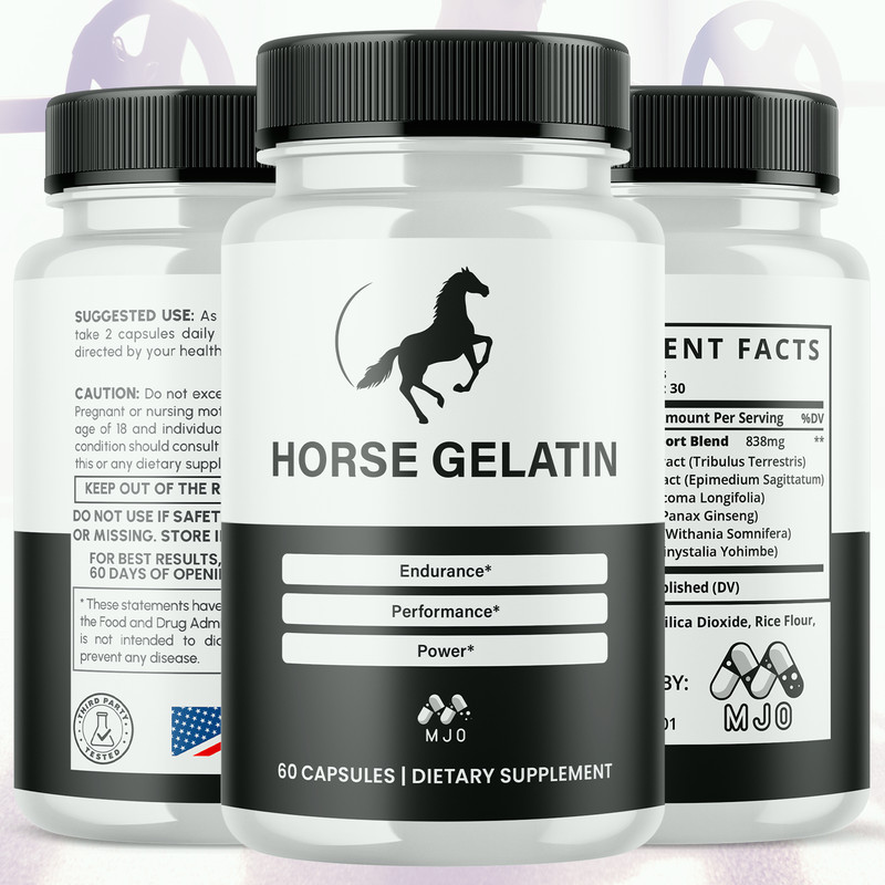 (3 Pack) Horse Gelatin Advanced Male Health Support HorseGelatin 180 Capsules gallery