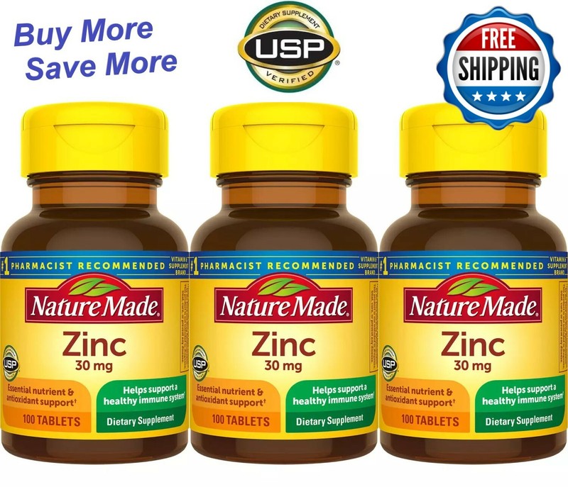 Nature Made Zinc 30mg, 300 Tablets (3pc x100 tablets) Immune Support