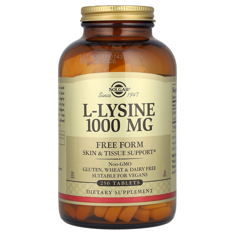 L-Lysine, Free Form, 1,000 mg, 250 Tablets