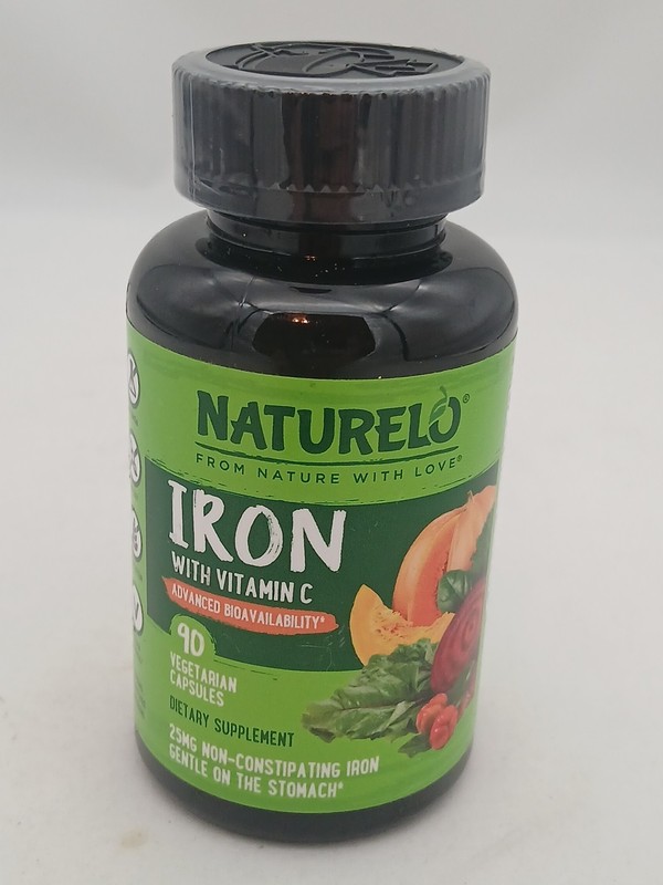 NATURELO Iron Supplement with Vitamin C – 90 Vegetarian Capsules