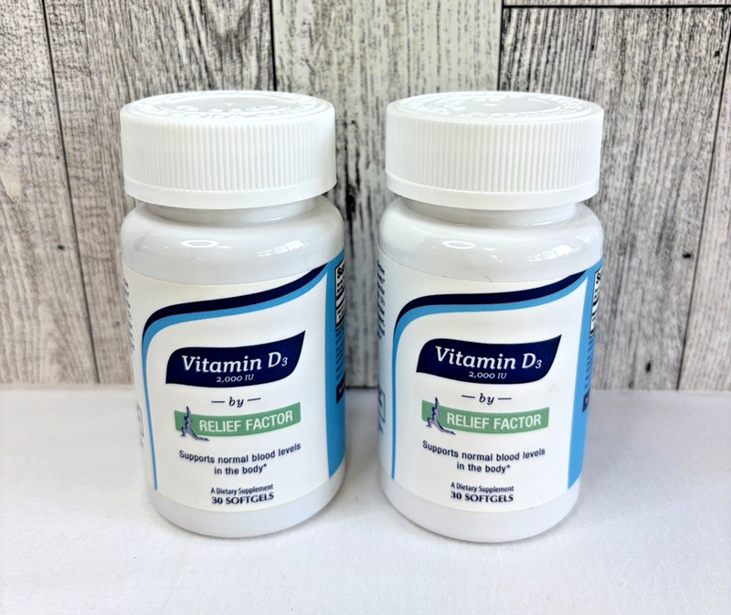 Relief Factor Vitamin D3 2000 IU Softgels New Sealed 2 Bottles Exp 7/26 8/26 NIP