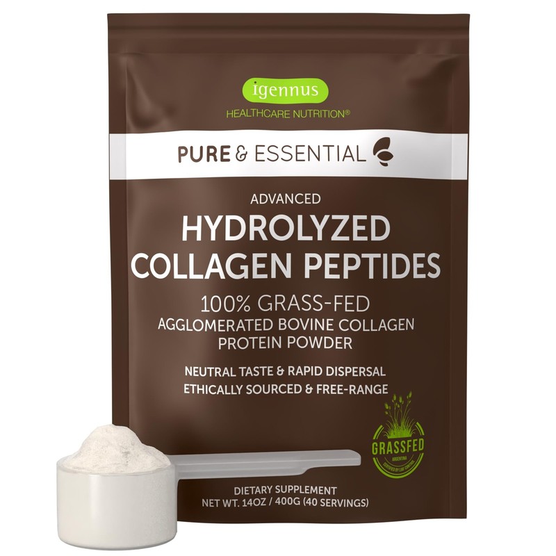 Igennus Free Range Grass Fed Hydrolyzed Bovine Collagen Peptides, Neutral Tas…