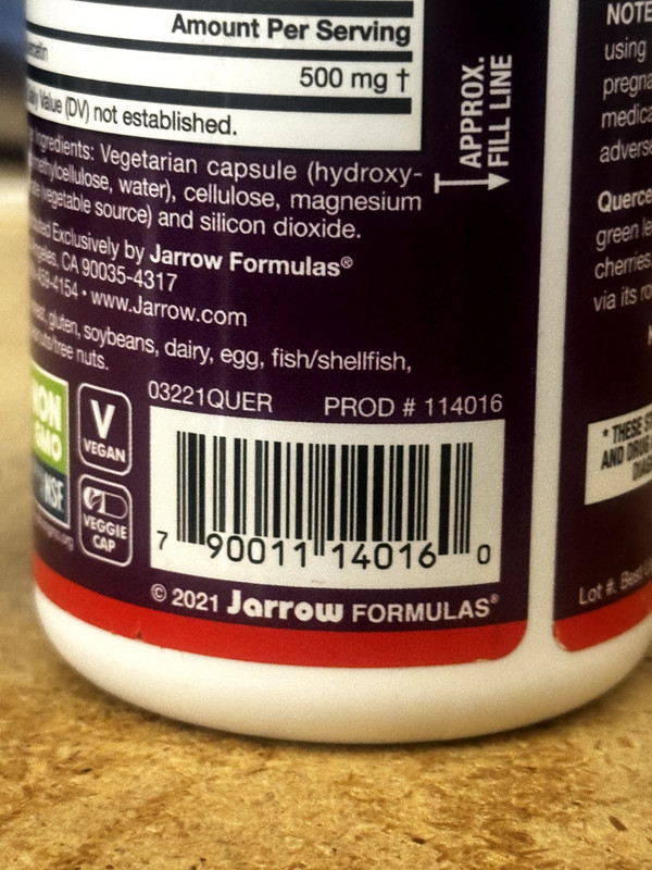 Jarrow Formulas Quercetin 500mg Vegetarian Dietary Supplement - 100 Capsules gallery