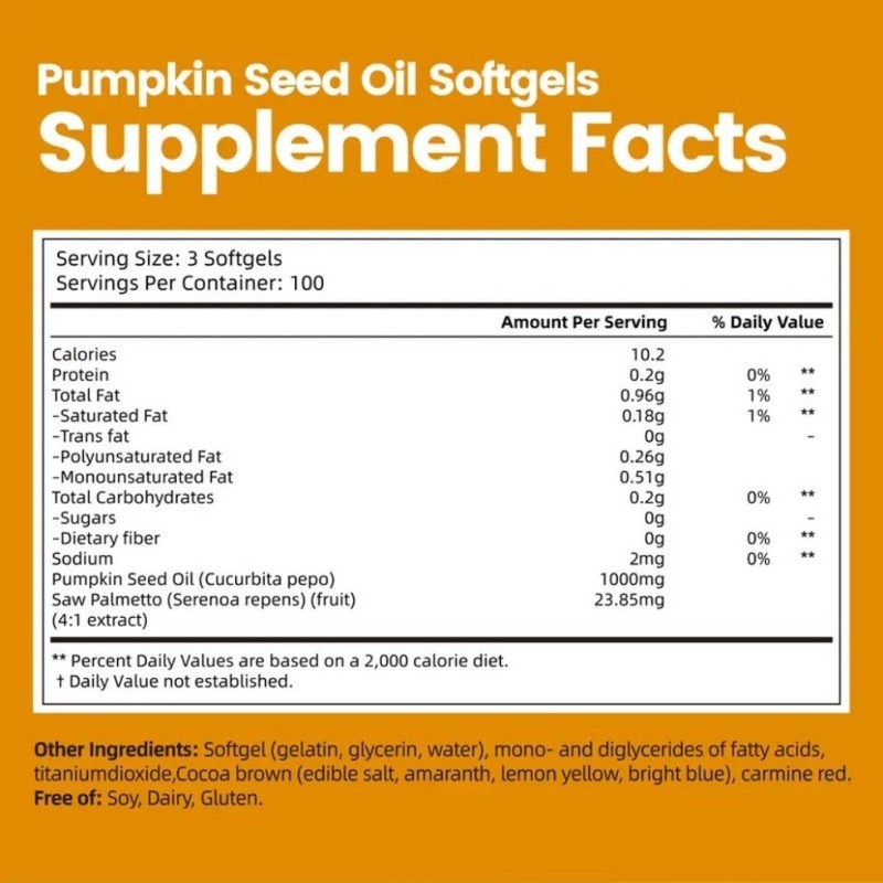 Pumpkin Seed Oil 1000mg Saw Palmetto 300 Softgels Non-GMO Cold Pressed 1 - 3Pack gallery