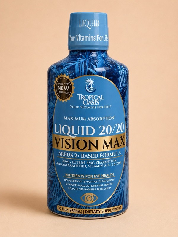 Tropical Oasis LIQUID 20/20 Vision Max AREDS 2+ Vitamin Lutein, Peach Mango 32oz