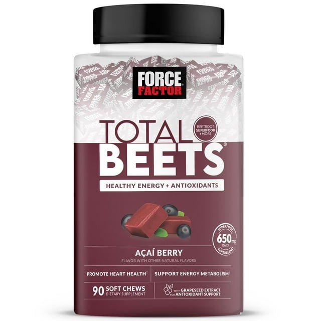 Force Factor Total Beets Soft Chews Açai Berry SOFT & DELICIOUS 90 ct.