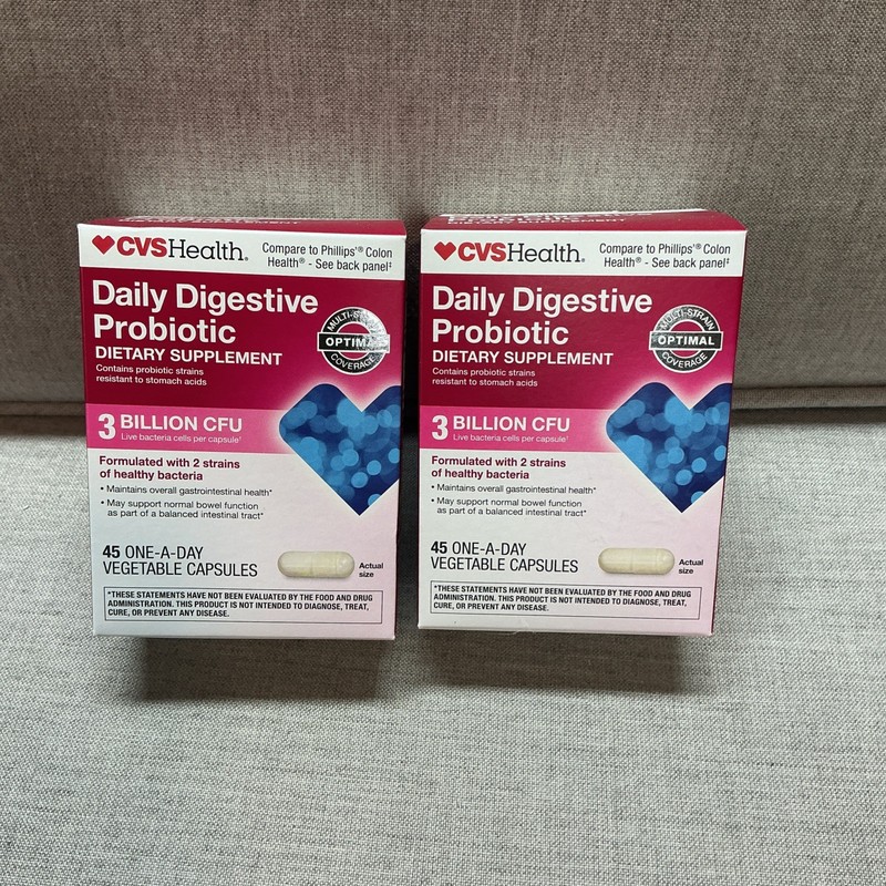 CVS Health Daily Digestive Probiotic 3 billion CFU 45 Count Each Lot of 2