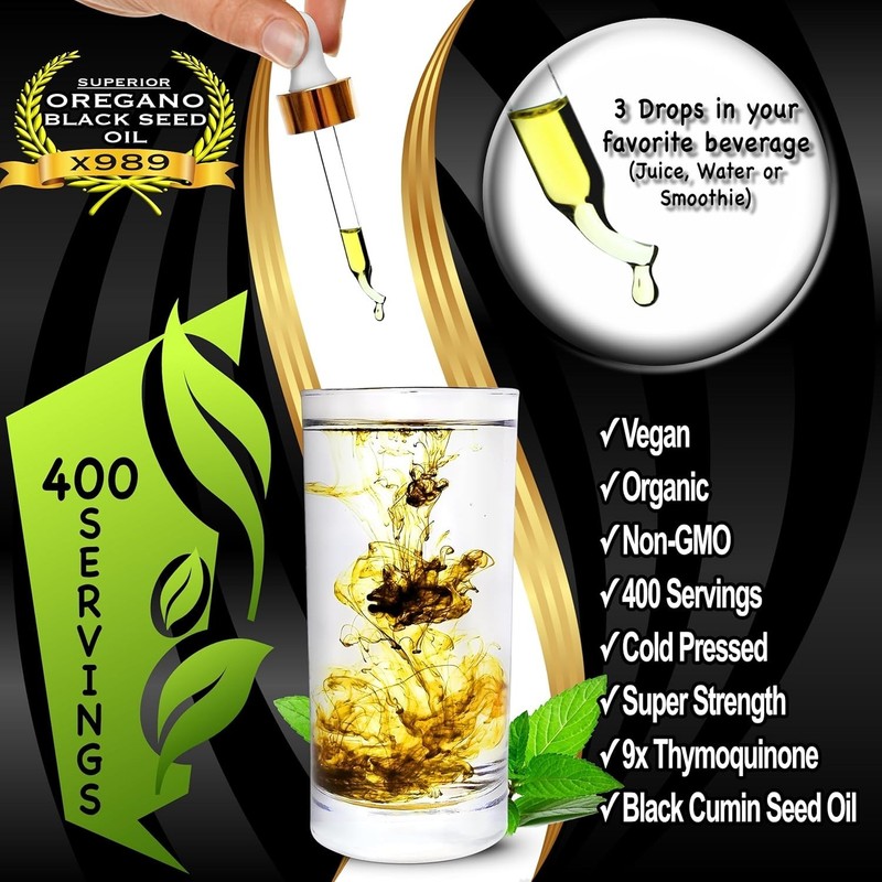 Oil Of Oregano With Black Seed Oil - 400 Servings, 2 in 1 Wild Oregano Oil wi... gallery