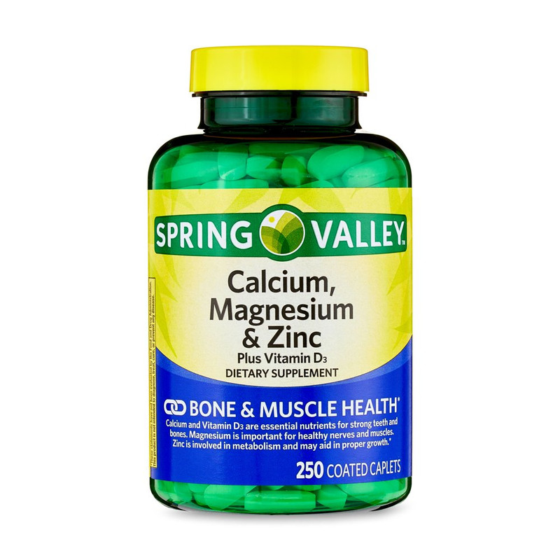 Spring Valley Calcium Magnesium and Zinc Dietary Supplement – 250 Caplets