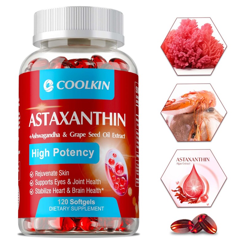 Astaxanthin 24mg – Ashwagandha, Grape Seed Oil – for Skin, Eyes & Joint Health