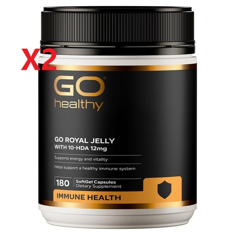 (BULK 2) GO Healthy Royal Jelly With 10-HDA 12mg 180 Capsules
