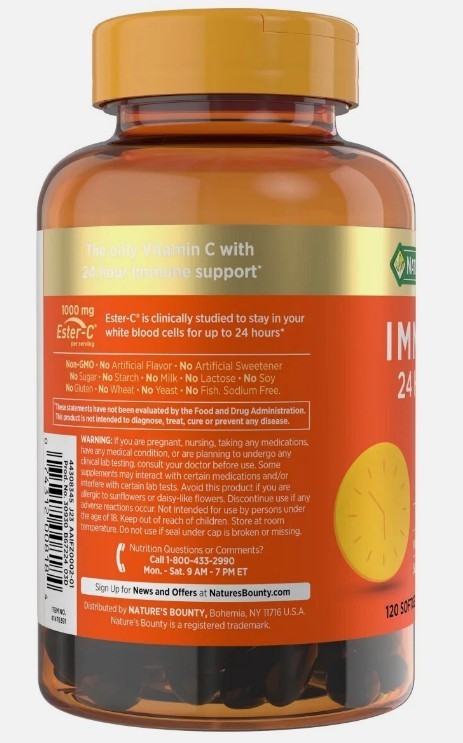 Nature's Bounty Immune 24 Hour Vit C 1,000 mg of Ester C Vit D and Zinc 120 ct gallery
