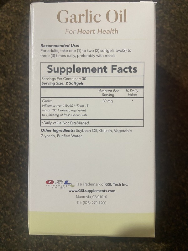 GSL Garlic Oil 1500 mg Dietary Supplement Lot of 1 ( 60 Softgels ) gallery