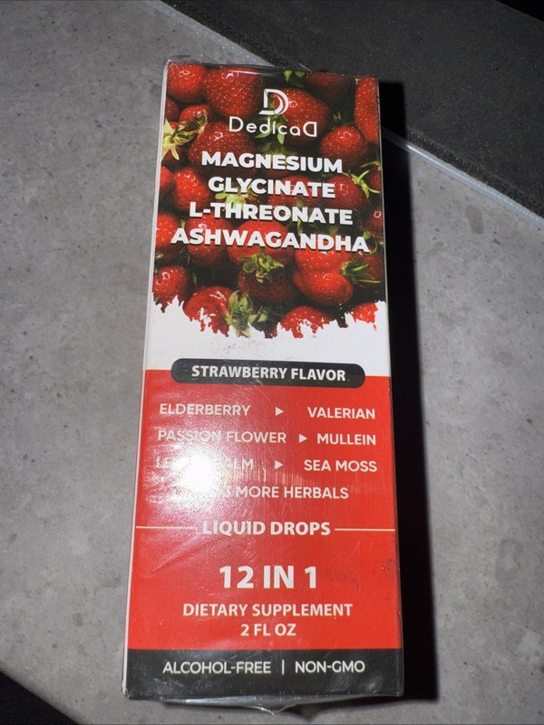 DEDICAD – 12 in 1 Magnesium Glycinate Ashwagandha Liquid Drops – 2 fl oz Ex:9/27