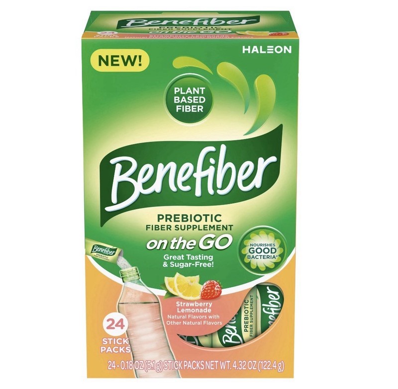 Benefiber Prebiotic Fiber Supplement, 0 Sugar Strawberry Lemonade 24 Stick Packs