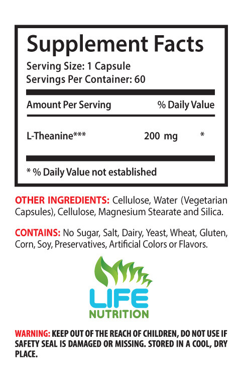 green tea amino acid - PREMIUM L-THEANINE 200mg 2B - lower heart rate healthily gallery