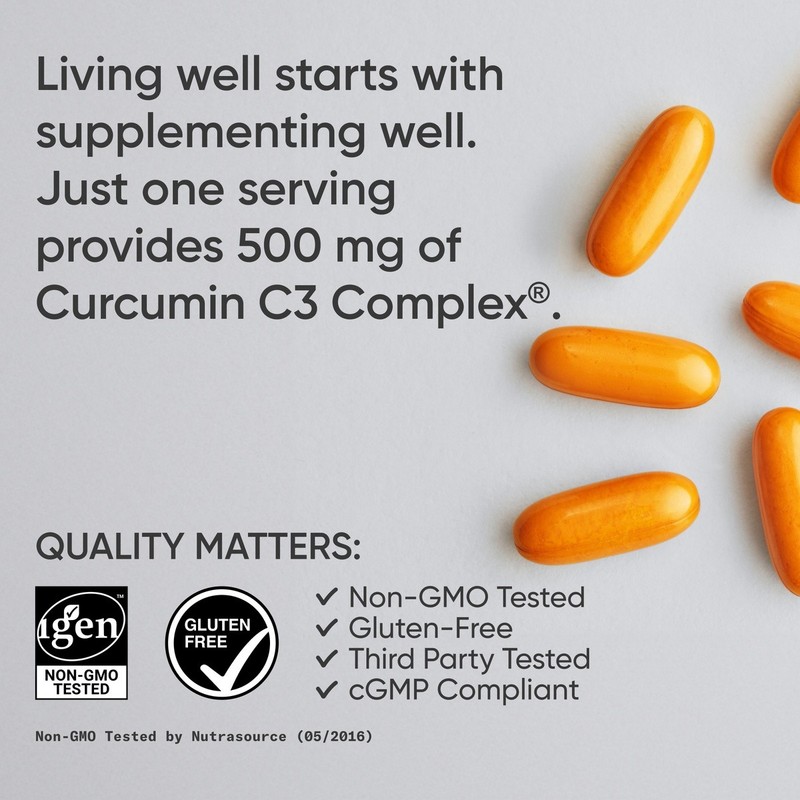 Turmeric Curcumin C3 Complex 500mg + Black Pepper + Coconut Oil (120 softgels) gallery