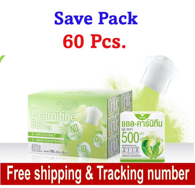 60x Fresh Doze Press & Shake L-Carnitine Fumarate 500mg Apple Green tea