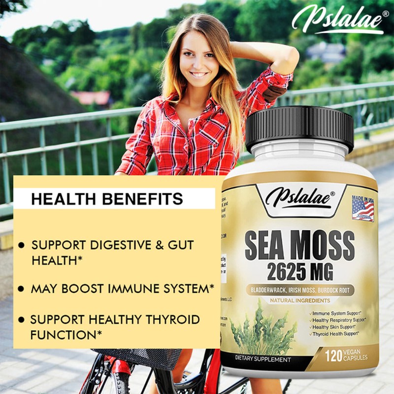 Sea Moss Capsules 2625mg - Irish Moss & Burdock Root - Thyroid & Immune Support gallery