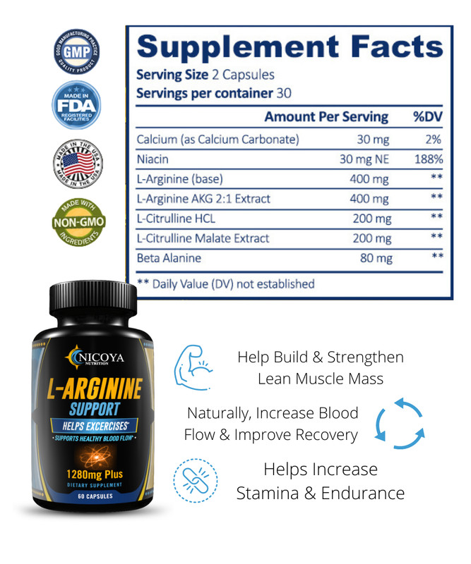 Nitric Oxide L-Arginine-Pump Workout Enhancer, Muscle Recovery, Energy & Stamina gallery