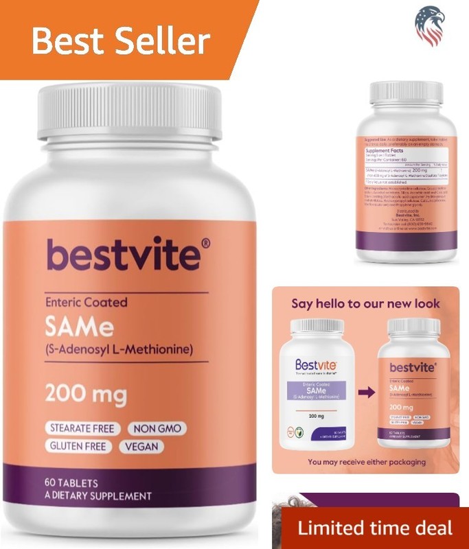 SAMe 200mg Enteric Coated Tablets 60 Count Natural Mood Support