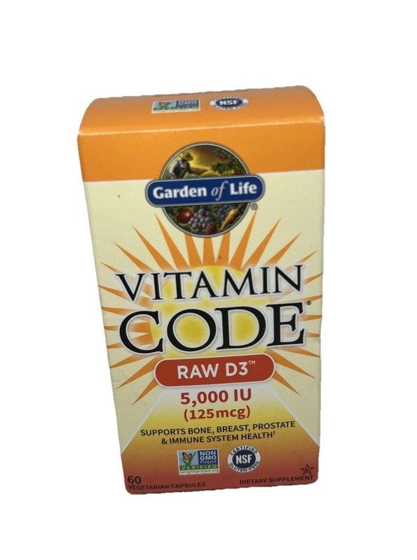 Garden of Life Vitamin Code Raw D3 5000 IU 125mcg – 60 Capsules *EXP 10/2027*