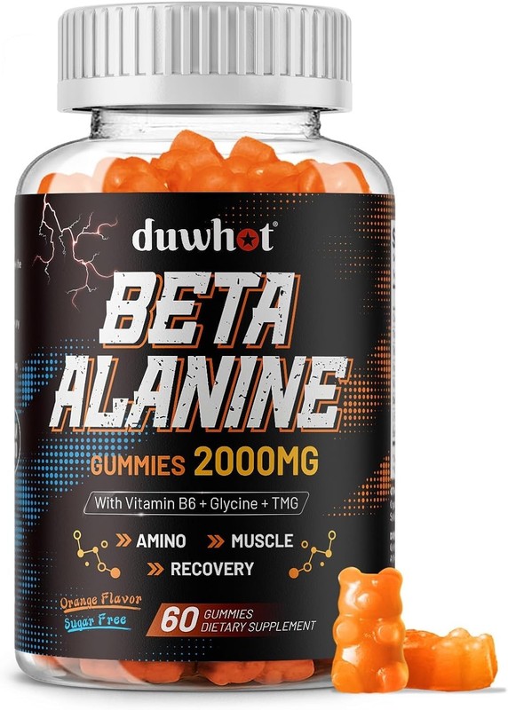 duwhot Beta Alanine Gummies Sugar-Free, 2000mg Beta-Alanine with Glycine, TMG
