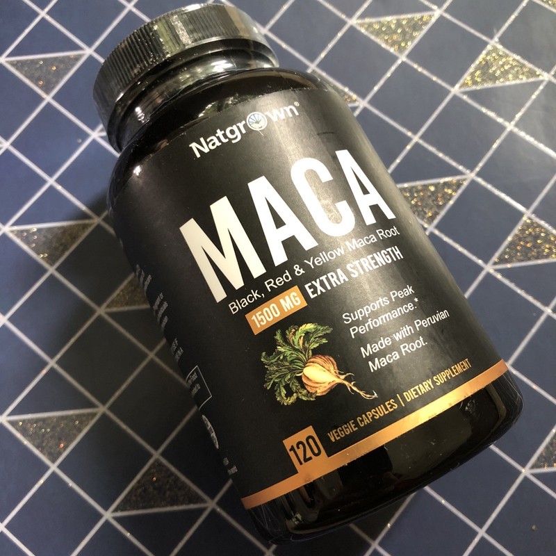 Black Maca Root Powder Natgrown Capsules 1500MG Black Red Yellow 120 Count 05/28