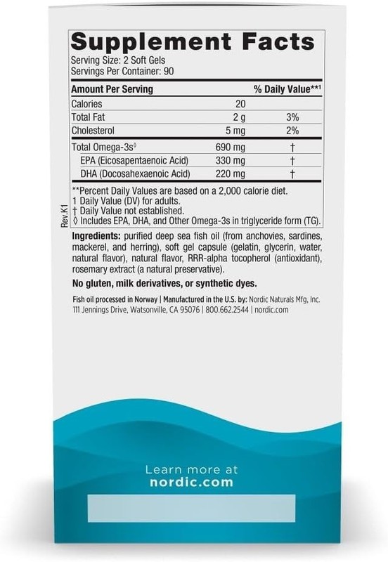 Nordic Naturals Omega-3 690mg Lemon Flavor - 180 Soft Gels Exp 06/2028+ gallery
