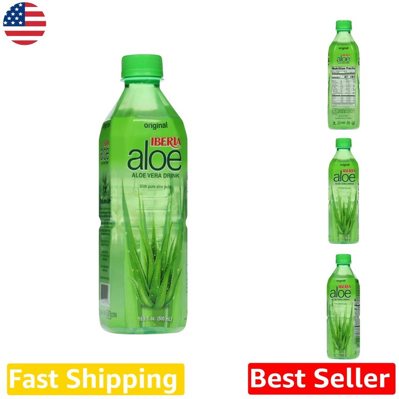 Aloe Vera Drink Pulp 24pk 16.9oz – Natural, Gluten Free, Hydration