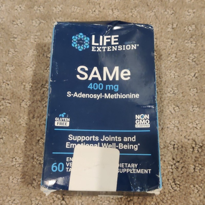 Life Extension SAMe 400mg (S-Adenosyl-Methionine) 60 Coated Tablets EXP 07/2026