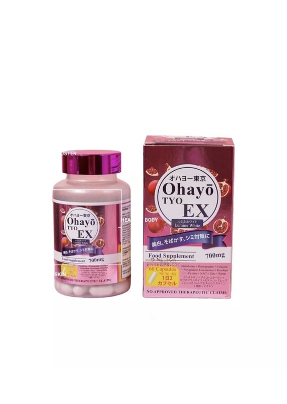 Ohayo TYO EX Lumine White Glutathione 700mg, 60 Capsules