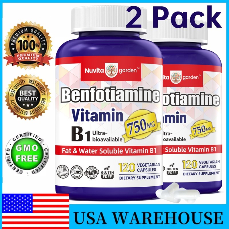 750 mg Benfotiamine – Vitamin B1 Thiamin Supplement – Supports Metabolism