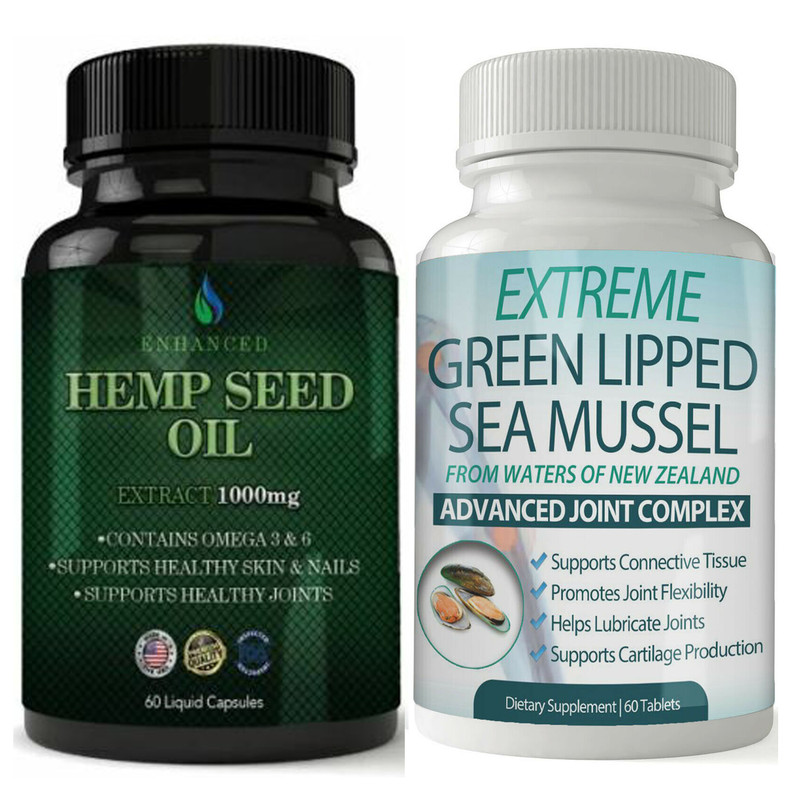 Hemp Seed Oil Skin Nails Supplement and Green Lipped Sea Mussel Joint Support