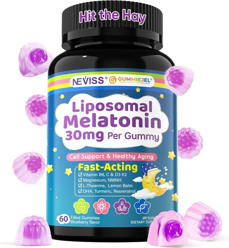 Liposomal Melatonin 30mg Gummies Sleep Support Healthy Aging Lion’s Mane DHA ALA
