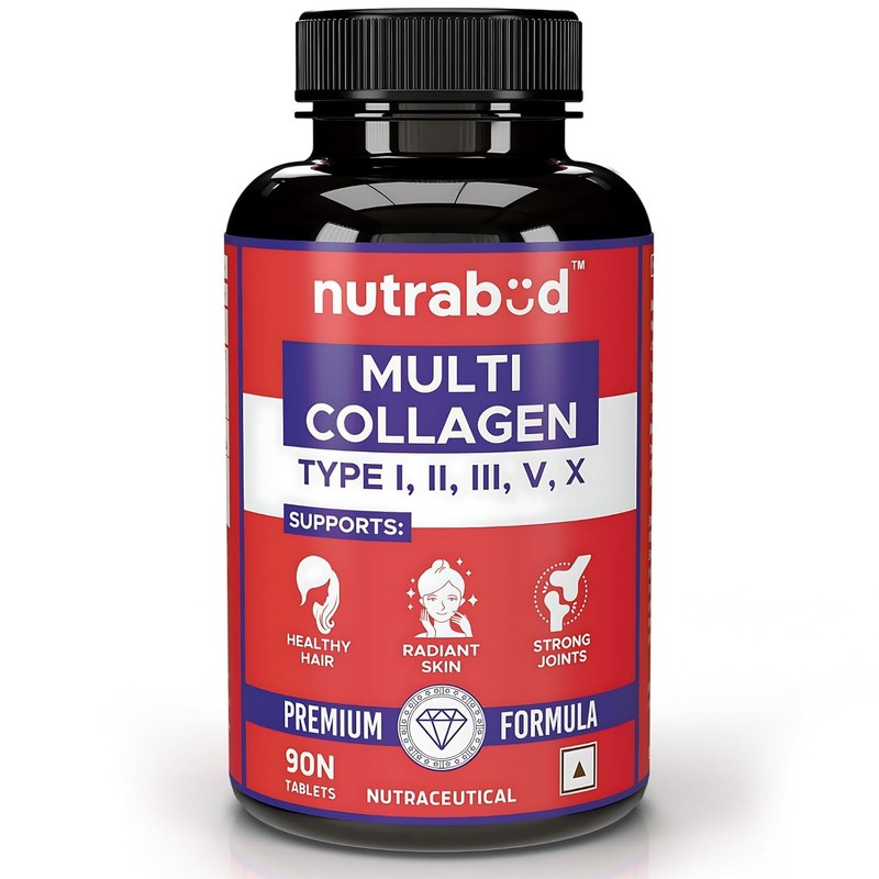 Nutrabud Multi Collagen Complex Supplement for Women, Men 90 Tablets Hydrolyzed