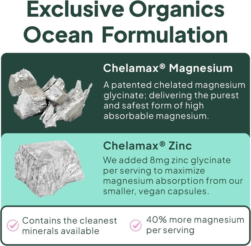 Organics Ocean Pure Magnesium Glycinate with Zinc - Maximum Strength Chelated gallery