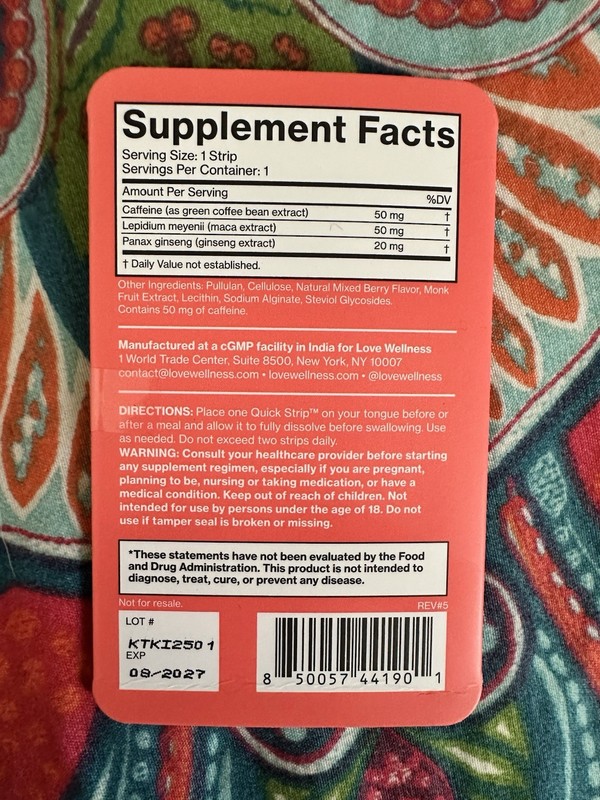Love Wellness Energy Quick Melt Strips, Exp 08/27, Quantity 15 gallery