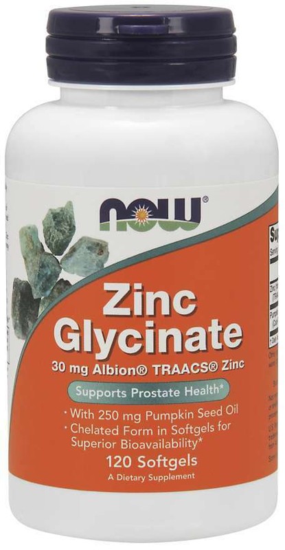 NOW Foods Zinc Glycinate 120 Softgels Supports Prostate Health