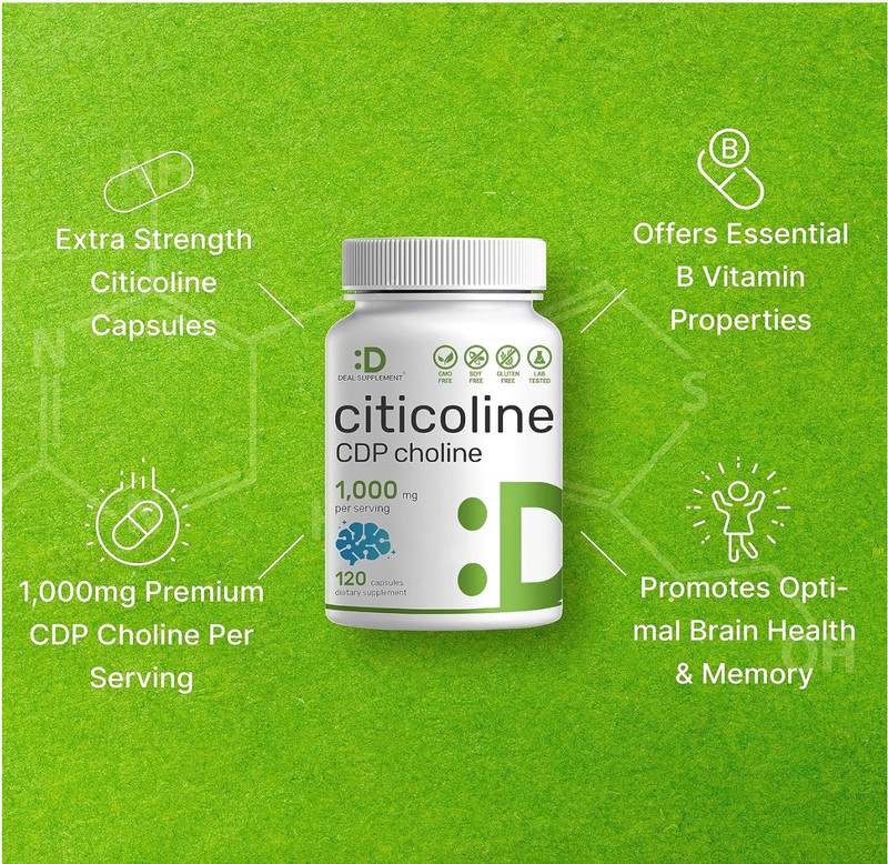 Citicoline CDP Choline 1000mg 120 Caps supports Brain Cognitive Function gallery