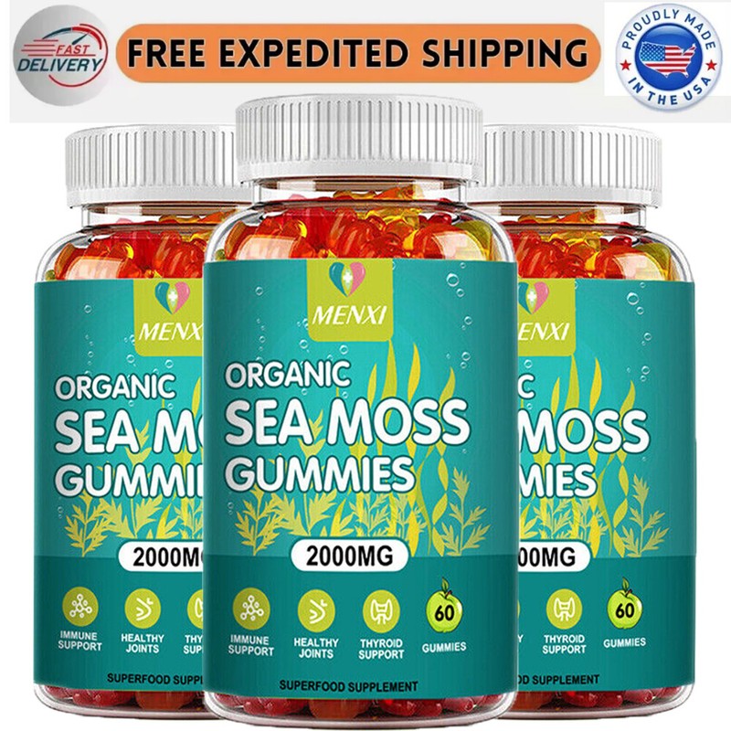 Organic Sea Moss Gummy 2000mg Irish Raw Bladder Wrack Adult Immune Supplement