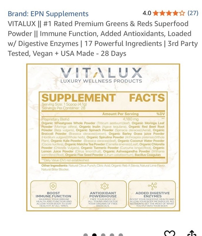Lot of 4 Vitality #1 Rated Greens & Reds Superfood Powder With Enzymes. 8/2026 gallery
