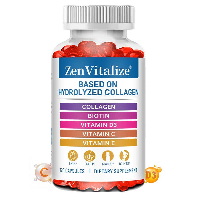 ZenVitalize Collagen Biotin Supplements for Skin Hair Nails Joints 120 Capsules