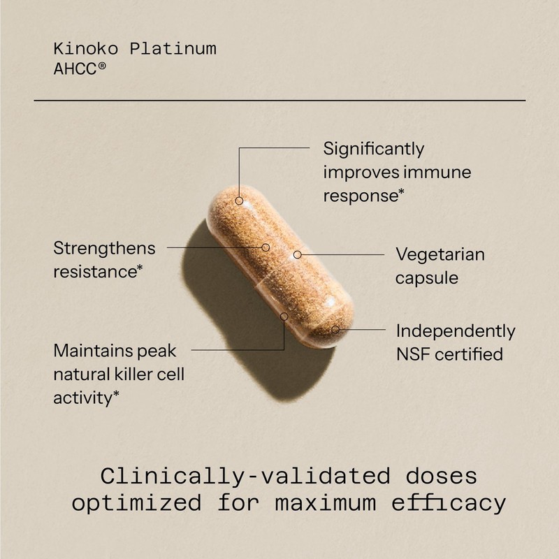 Quality of Life Premium Kinoko Platinum AHCC 60 Count (Pack 1), Brown gallery