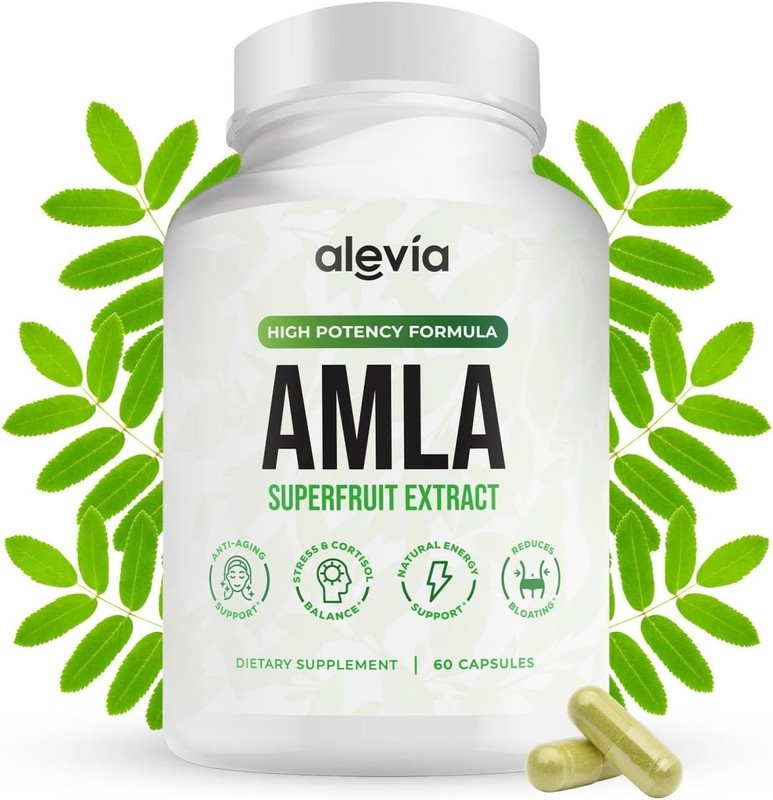 3PCS Alevia Organic Amla Capsules 1000mg Indian Gooseberry Amla Fruit Supplement