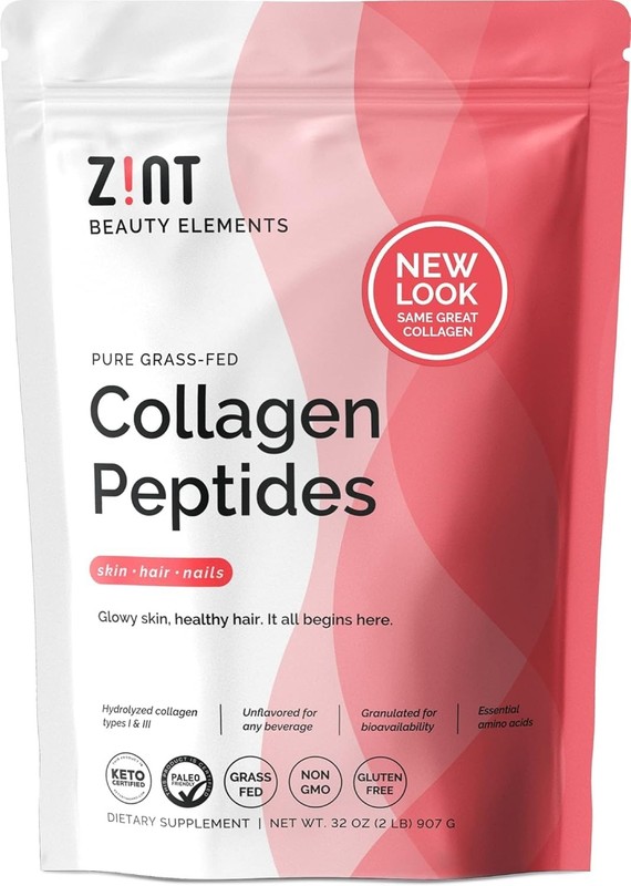Zint Collagen Peptides Powder 32 oz PaleoFriendly, KetoCertified, GrassFed Hy…