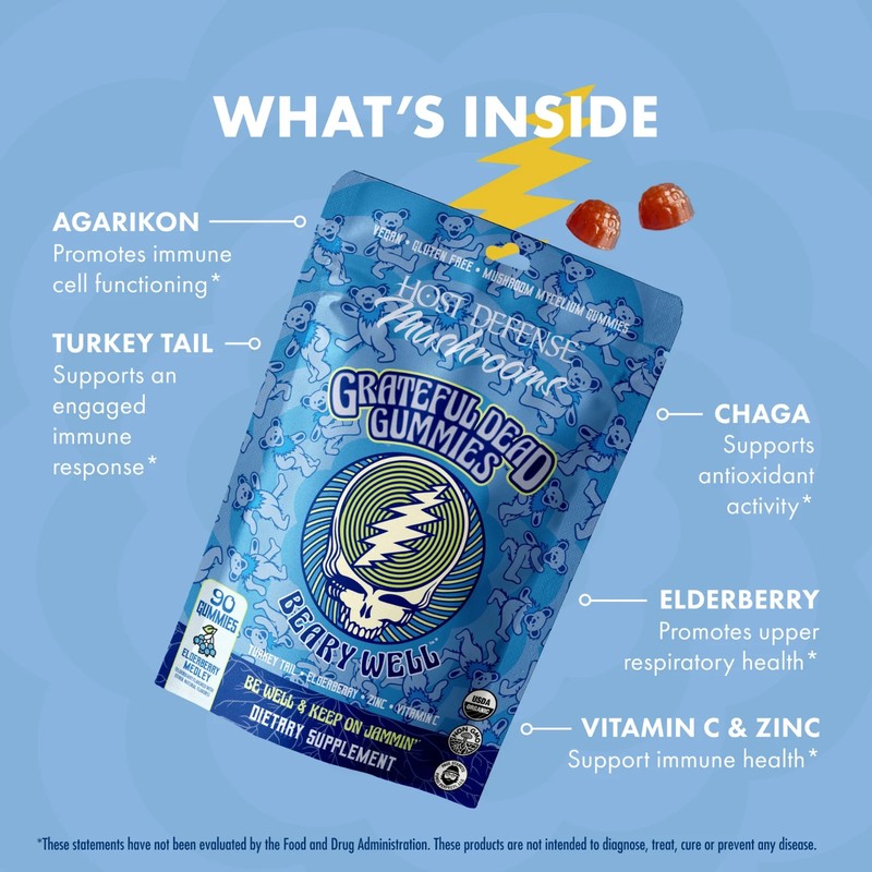 Grateful Dead Gummies™ – Beary Well 90 ct. Organic Host Defense Fungi Perfecti